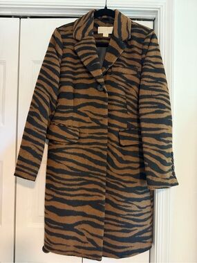 MICHAEL Michael Kors Tiger-Print Coat in Brown & Black